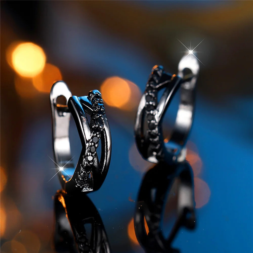 Endless Night Black Zircon Infinity Hoops