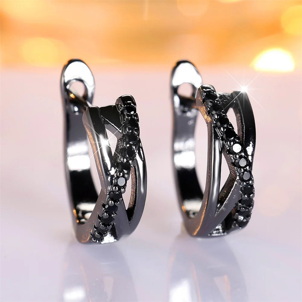 Endless Night Black Zircon Infinity Hoops