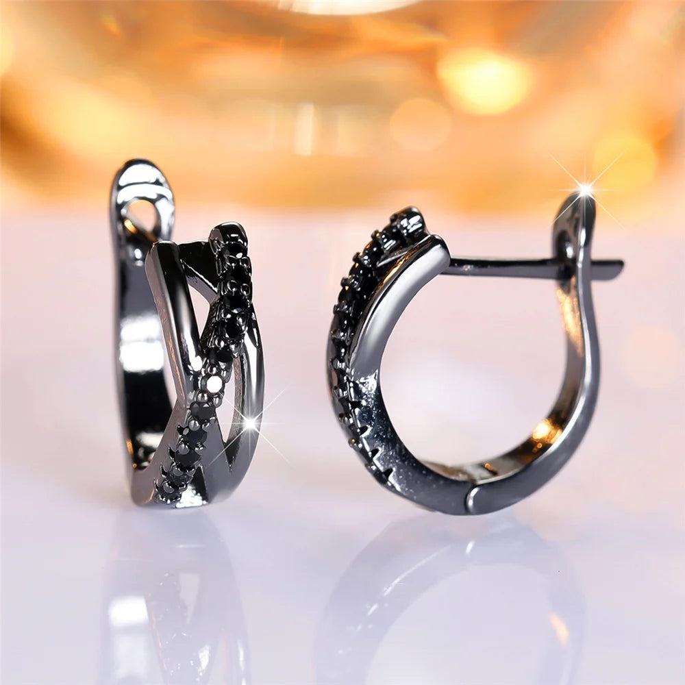 Endless Night Black Zircon Infinity Hoops